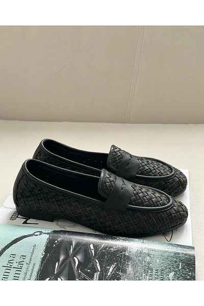Zuum Дамски мокасини Sista, черни, от естествена кожа - 100% плетени