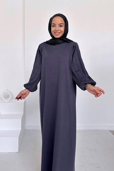 Ka Hijab Smoked Balloon Sleeve Mercerized Hijab Dress
