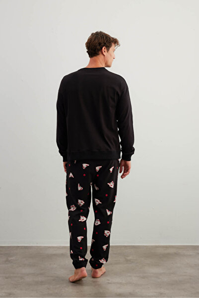 Syah Erkek Pamuklu Uzun Kollu Pijama Takımı