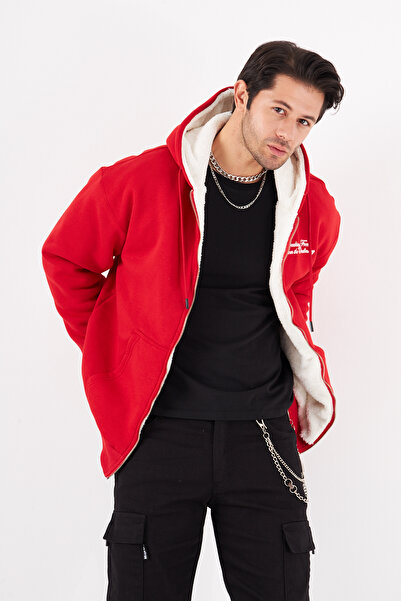 The Champ Clothing Breking Free From The Ordinary Yazılı Kanguru Cepli Kapüşonlu Bağcıklı Fermuar Kapamalı İçi Kürklü S