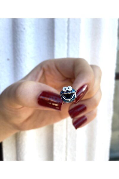 zeyyn silver 925 AYAR GÜMÜŞ SUSAM SOKAĞI KURABİYE CANAVARI MAVİ CHARM