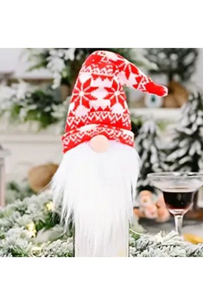 Hediyenza Santa Claus Bottle Top Ornament - Gnome Christmas Wine and Case, Table Decor