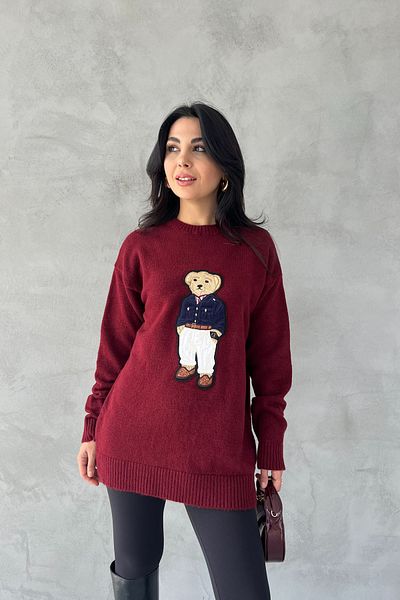 Seda Yalçın Atelier Teddy Bear Burgundy Sweater