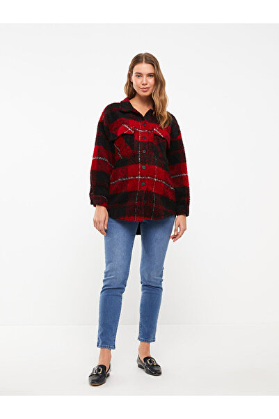 LC Waikiki Plaid Long Sleeve Flannel Maternity Lumberjack Shirt Jacket