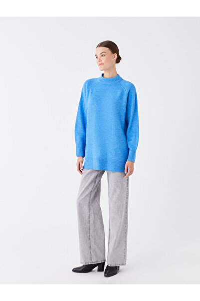 LC Waikiki Oversize dámská pletená tunika s vysokým límcem a dlouhým rukávem