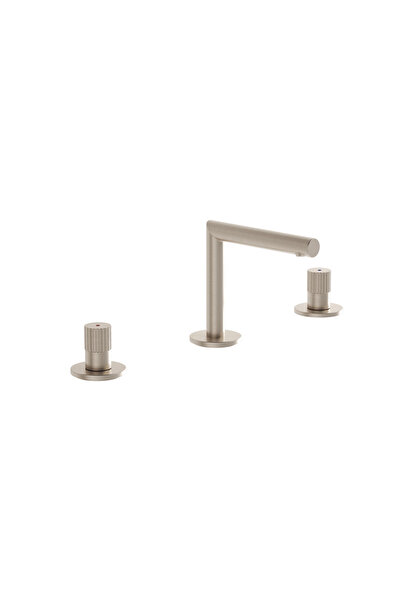 VitrA Origin A4258334 Lavabo Bataryası, 3 Delikli Lavabolar için, Fırçalı Nikel