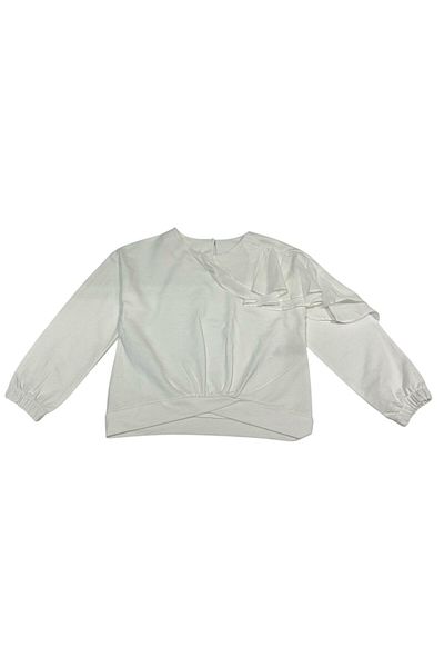 Çikoby Ecru Girl's Ruffle Sweatshirt - 3-8 Years