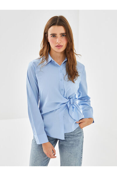 LC Waikiki LCW Vision Mavi Poplin Kadın Gömlek
