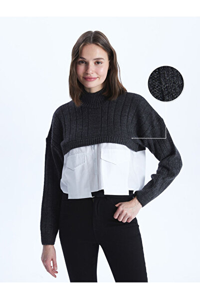 LC Waikiki Anthracite Half Turtleneck Women's Knitwear Sweater