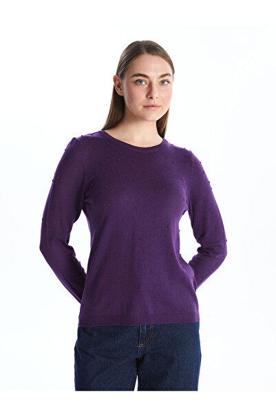 LC Waikiki Bisiklet Yaka Kendinden Desenli Uzun Kollu Kadın Triko Kazak