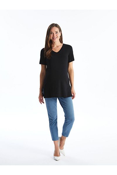 LC Waikiki Γυναικείο μπλουζάκι LCW Comfort V λαιμόκοψη