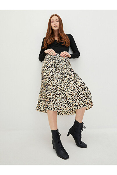 LC Waikiki Fustă de damă în linie A cu model, cu talie elastică