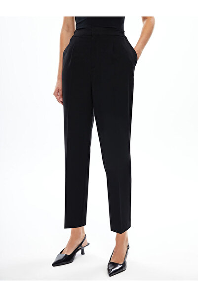 LC Waikiki Black Loose Fit Women's Trousers with Elastic Waist