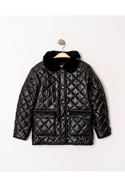 Gocoland Quilted Collar Plush Girl Coat / Jacket