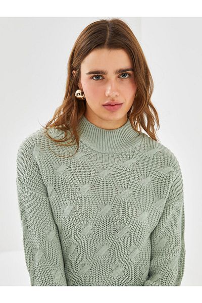 LC Waikiki Long Sleeve Crew Neck Patterned Women's Knitwear Sweater