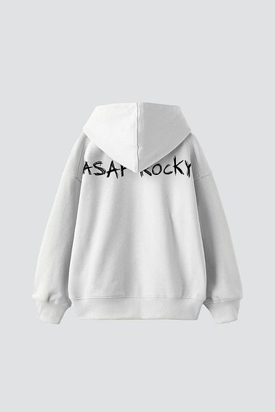 Sekizbiraltı Asap Rocky Printed Premium White Unisex Oversize Hoodie