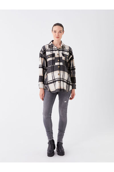 LC Waikiki Plaid Long Sleeve Maternity Lumberjack Shirt Jacket