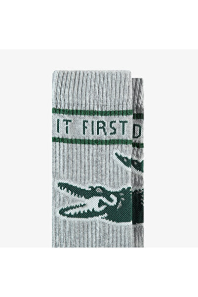 Lacoste Унісекс сірі шкарпетки з принтом