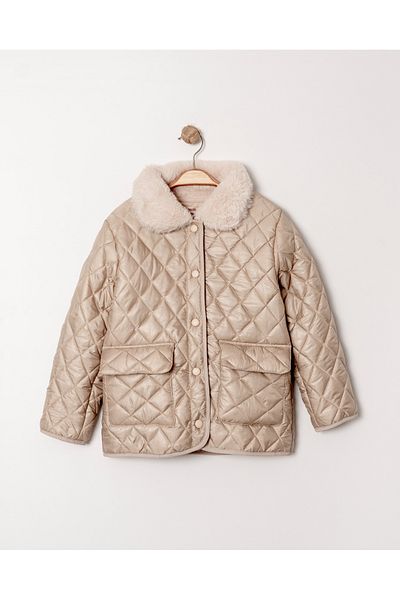 Gocoland Quilted Collar Plush Girl Coat / Jacket