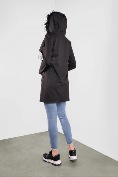 Alvina Fur Hooded Tunic - Lace-Up Model 41292