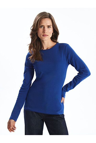 LC Waikiki Navy Blue Crew Neck Plain Long Sleeve Women's Bodysuit