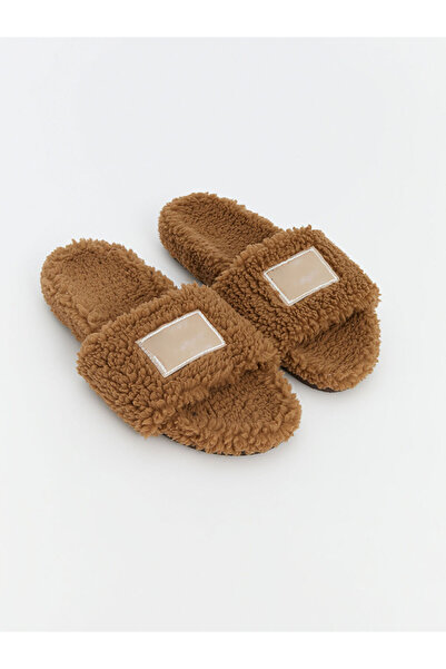 LC Waikiki Brown Plush Women's House Slippers
