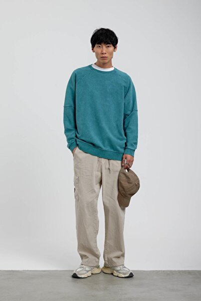 NOMARC Πράσινο φούτερ με λαιμόκοψη που πλένεται