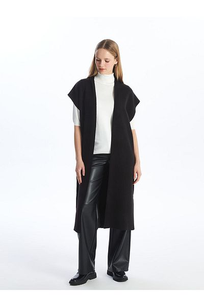 LC Waikiki Oversize Γυναικεία Πλεκτή Ζακέτα - Γιακάς Σάλι, Κοντό μανίκι