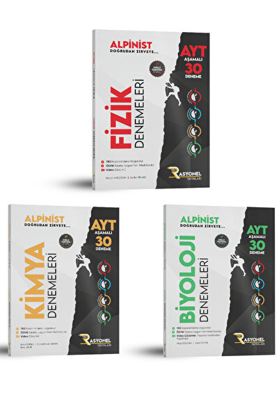 Rasyonel Yayınları AYT Fizik- Kimya- Biyoloji Deneme Setleri (90 Deneme- Müfr...
