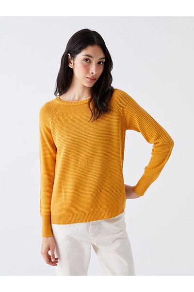 LC Waikiki Crew Neck Self Patterned Long Sleeve Women's Knitwear Sweater