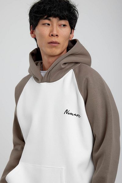 NOMARC Φούτερ με κουκούλα με μανίκια White Mink