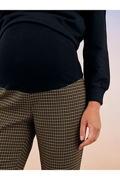 LC Waikiki Brown Maternity Pants with Panel on the Abdomen, Standard Fit, Patterned