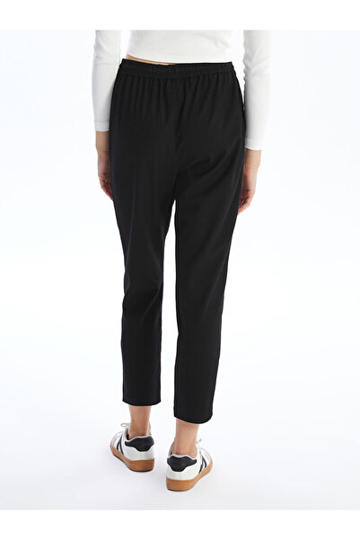 LC Waikiki Black Loose Fit Women's Trousers with Elastic Waist