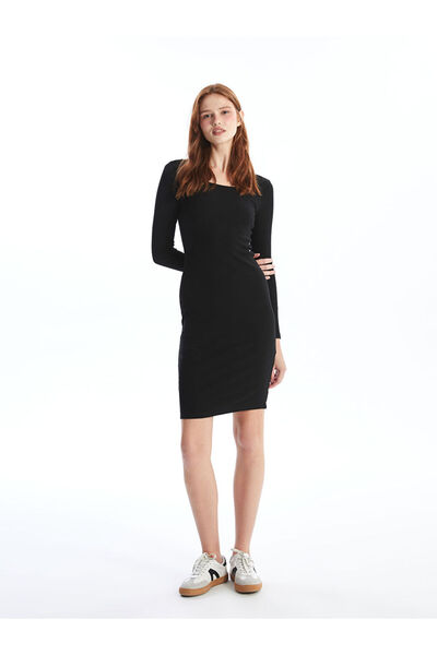 LC Waikiki Black U Neck Women Bodycon Dress