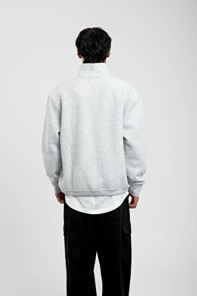 NOMARC Світло-сірий світшот з написом Hello та напівзастібкою