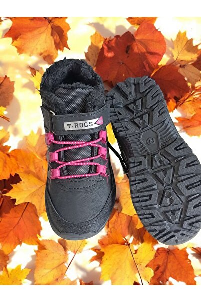 ÇEÇEN HOME Çocuk Bot Bağcıklı Şık Görünüm Cırtlı Kız Çocuk Kürklü-Yünlü Bot