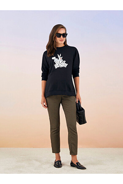 LC Waikiki Brown Maternity Pants with Panel on the Abdomen, Standard Fit, Patterned