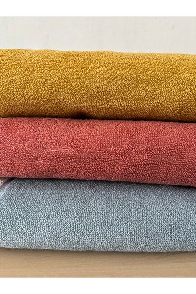 Sevim Striped Hand/Face Towel - Yarn Dyed & High Water Absorbent - 100% Cotton - 45X85 cm - Terra