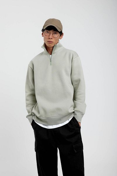 NOMARC Φούτερ Basic Hoodie με πράσινο γιακά μέντας