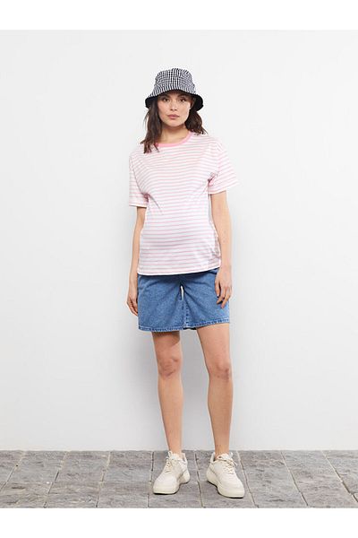 LC Waikiki Pregnant RoDeo Jean Shorts - with AbDominal Panel anD Straight Pocket Detail