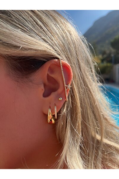 Vamos Jewelry Xuping Model Zirkon Taşlı Yıldızlı Kararmaz Anti-alerjik Sıkışt...