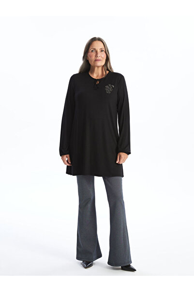 LC Waikiki Black Tie Collar Stone Women's Tunic