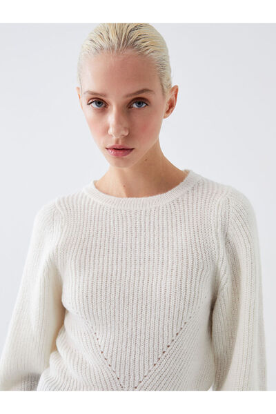 LC Waikiki Long Sleeve Crew Neck Patterned Women's Knitwear Sweater