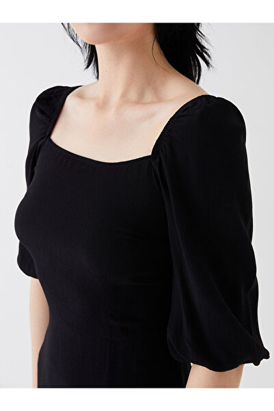 LC Waikiki Black Square Neck Plain Moroccan Women's Dress