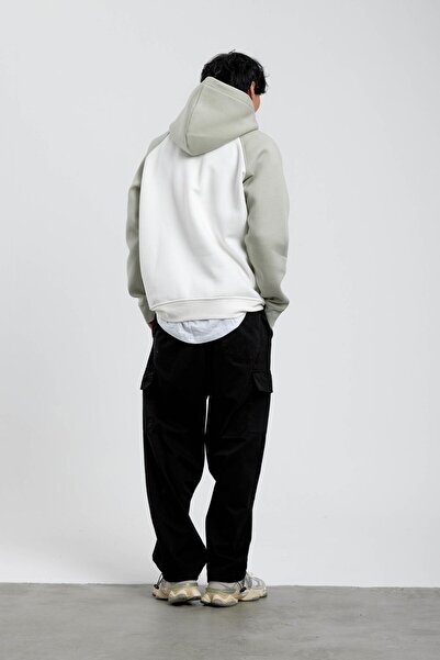 NOMARC Біла кофта з капюшоном і рукавами з м'ятним принтом