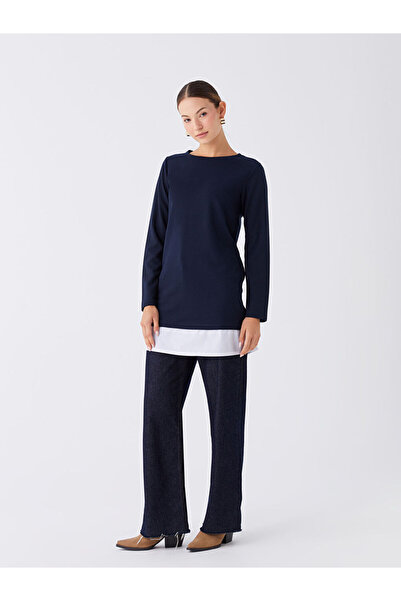 LC Waikiki Női tunika - Crew nyakú, tömör, hosszú ujjú