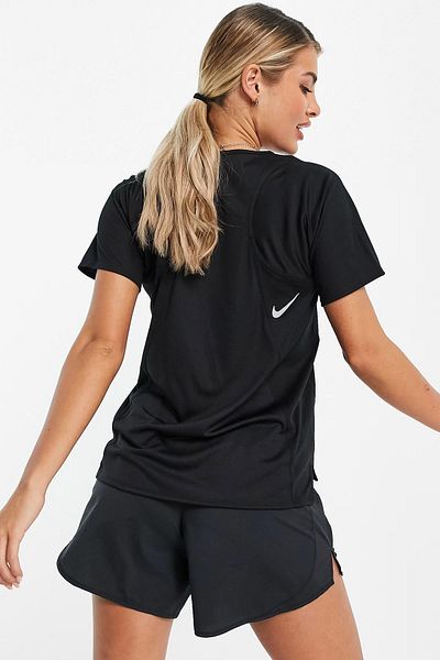 Nike Running Dri Fit Race Signlet T-Shirt Black Reflective Women's Running T-Shirt Black