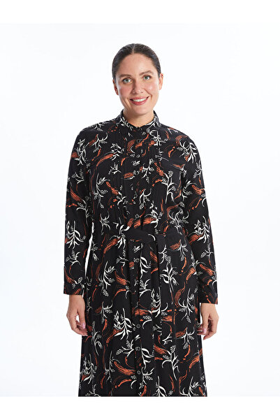 LC Waikiki Black Patterned Women's Shirt Dress