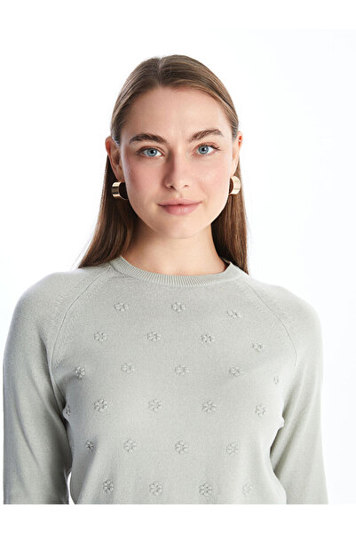 LC Waikiki Crew Neck Self Patterned Long Sleeve Women's Knitwear Sweater