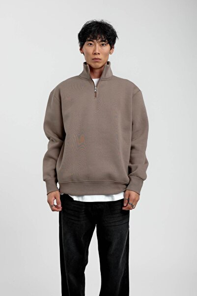 NOMARC Basic Raised Sweatshirt with Mink Collar Zipper